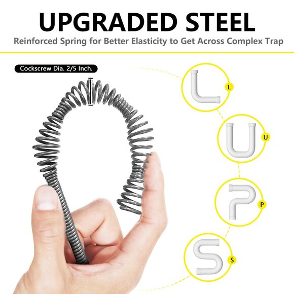 Drain Auger 25 Ft with Gloves, Plumbing Snake Drain Auger - Picture 4 of 6